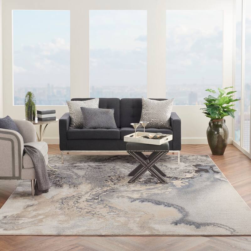 Nourison Maxell Modern Glam Abstract Area Rug - 9' x 12' - Grey - Runner/Rectangle