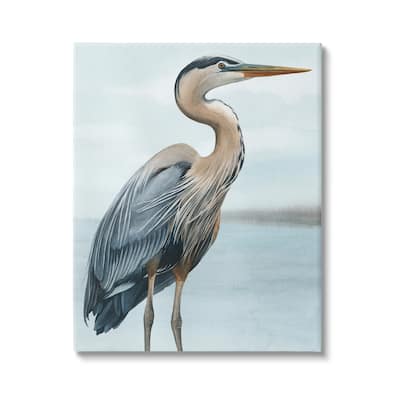 Stupell Coastal Heron Portrait Canvas Wall Art Design by Grace Popp