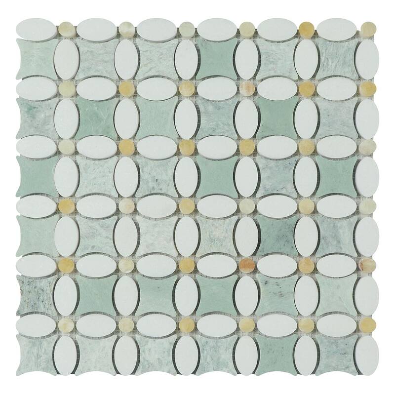 Ming Green Marble Novelty Mosaic Wall & Floor Tile - Case (10 Sheets)