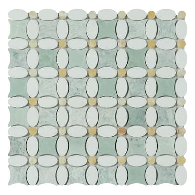 Ming Green Marble Novelty Mosaic Wall & Floor Tile - Case (10 Sheets)