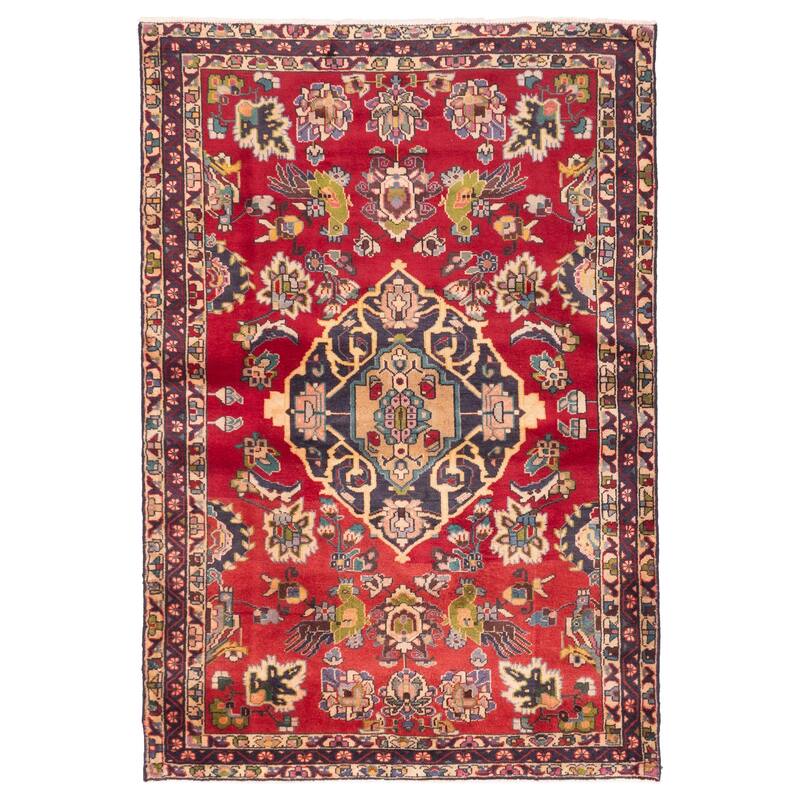 ECARPETGALLERY Hand-knotted Andelz Red Wool Rug - 4'7 x 6'8