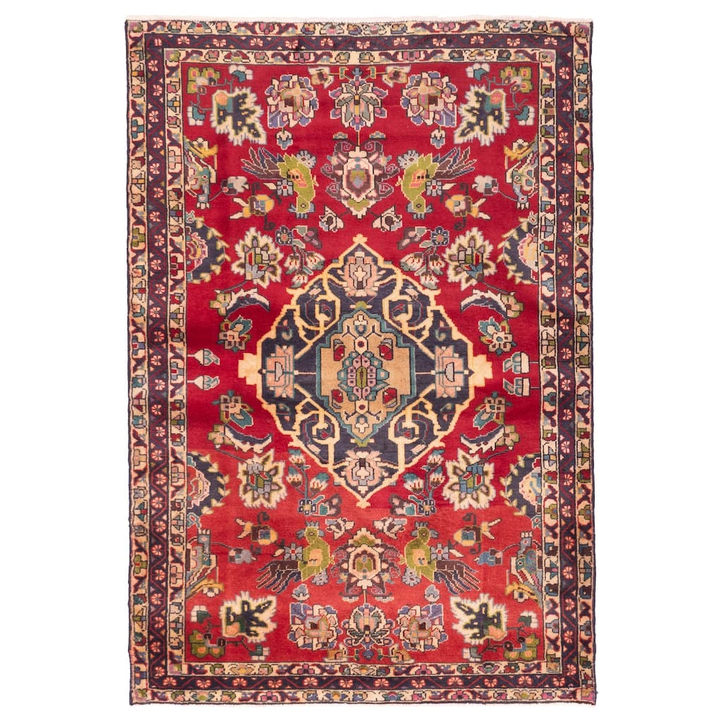 ECARPETGALLERY Hand-knotted Andelz Red Wool Rug - 4'7 x 6'8