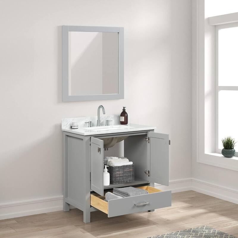 Blossom Geneva 30" Solid Wood Bathroom Vanity with Marble Top