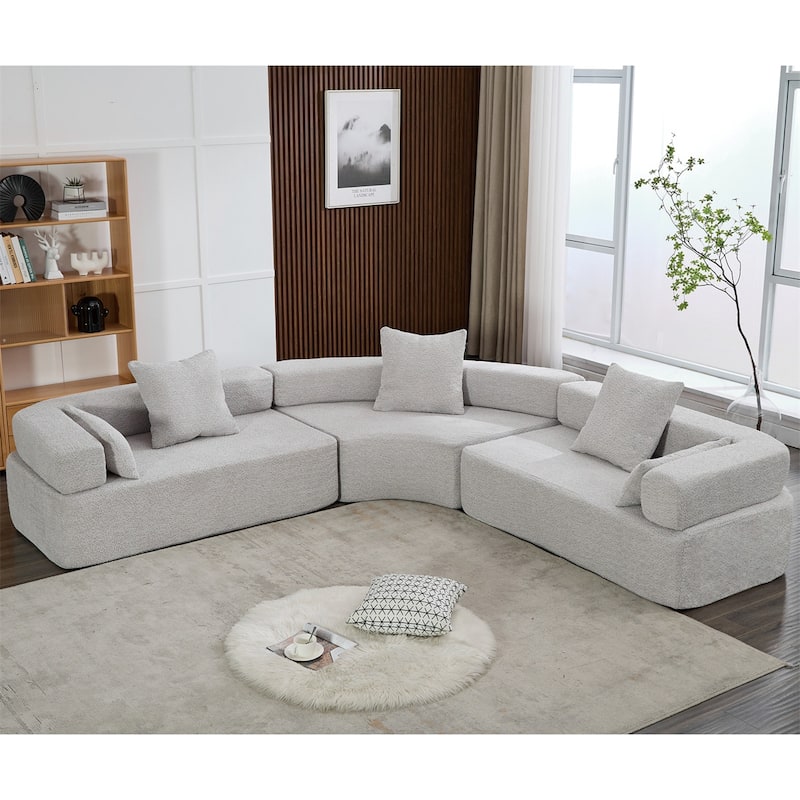 4-Seat Living Room Oversized Upholstered Curved Modular Combination Sofa