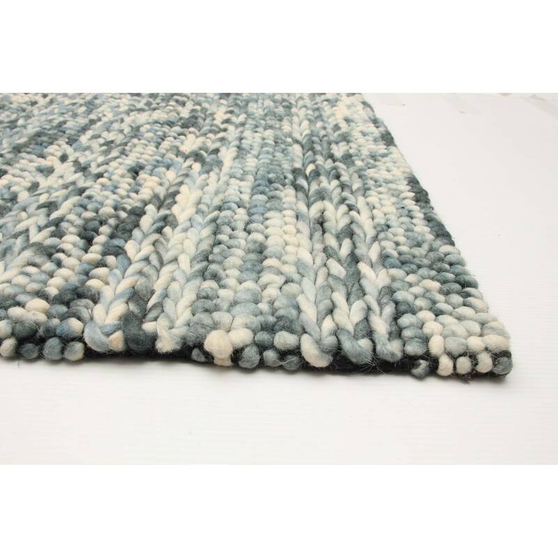 ECARPETGALLERY Braid weave Sienna Teal Wool Rug - 4'10 x 6'11