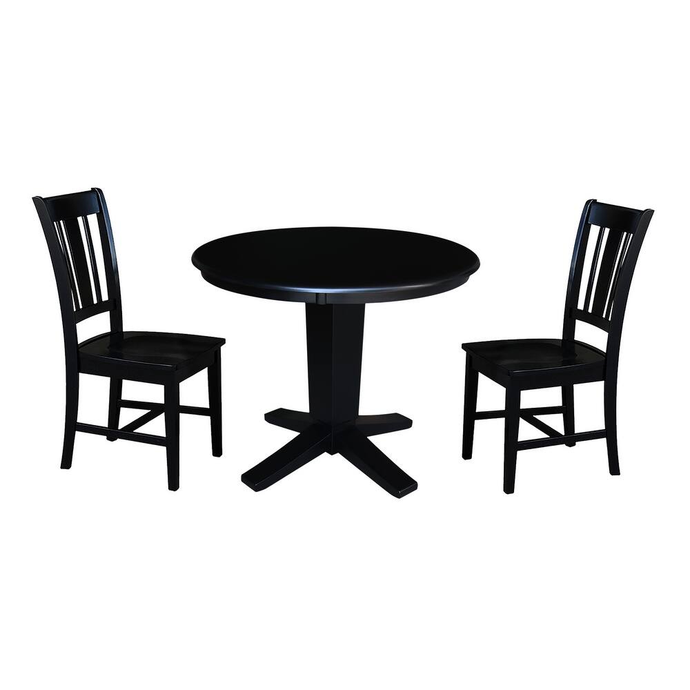 36 in Solid Wood Round Top Pedestal Dining Table with Dining Chairs
