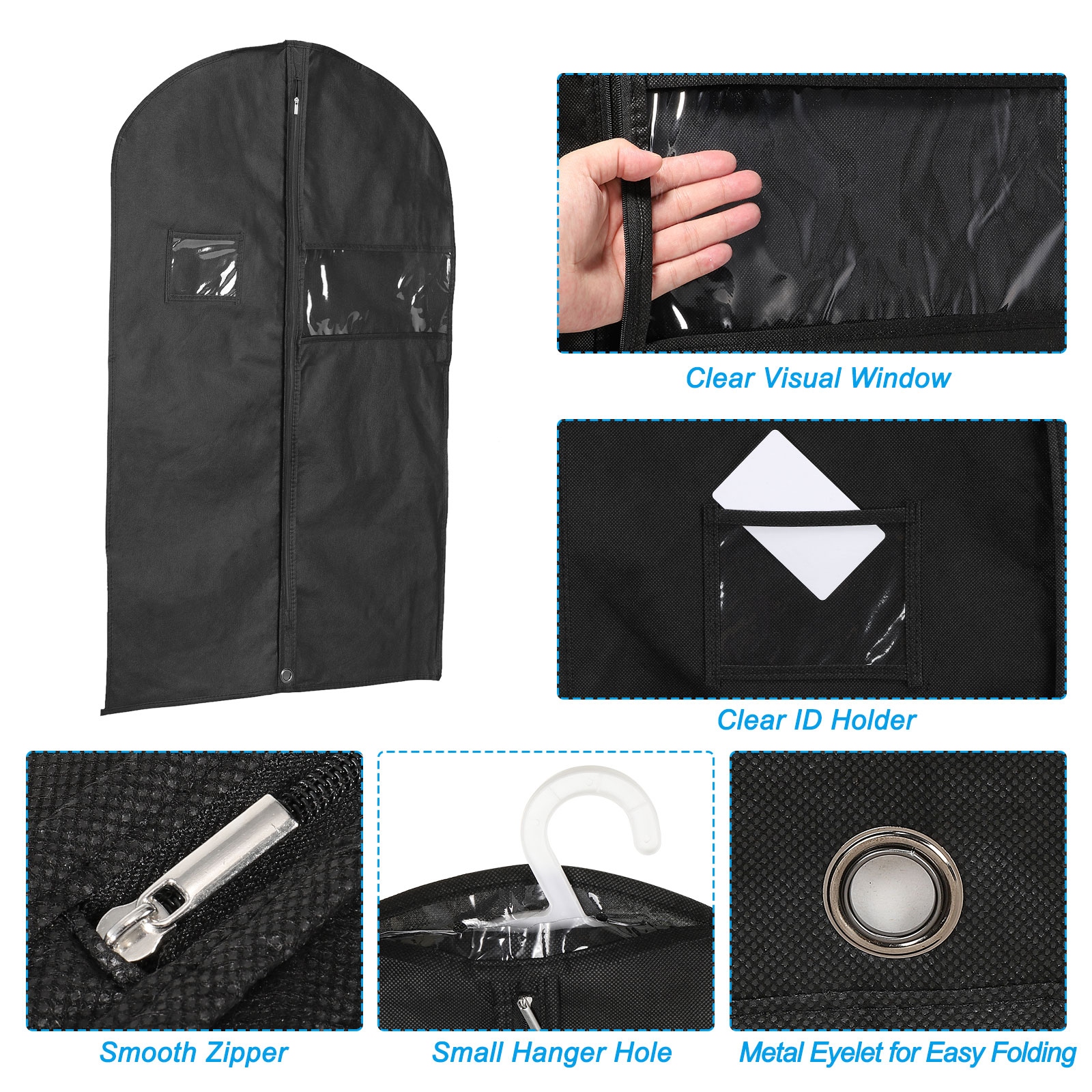 Garment Bag 6pcs Breathable Suit Bag for Storage Hanging Clothes
