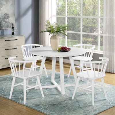 Modern Dining Table and Chair Sets Round Dining Table and Chair Sets with Windsor Chairs and Turned Legs for Dining Room