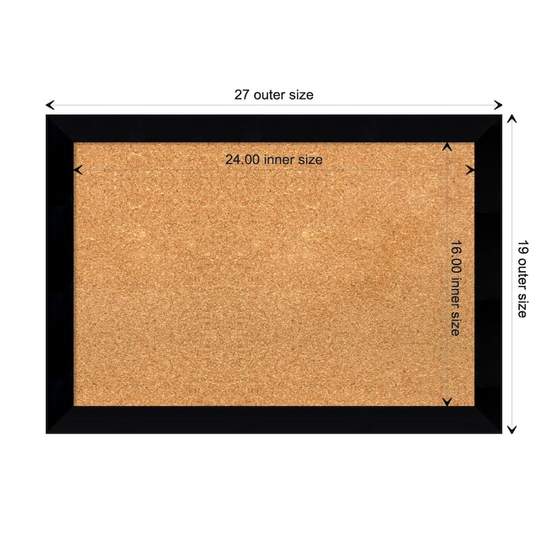 Black Museum Wood Framed Natural Corkboard Bulletin Board - Board Size 24x16