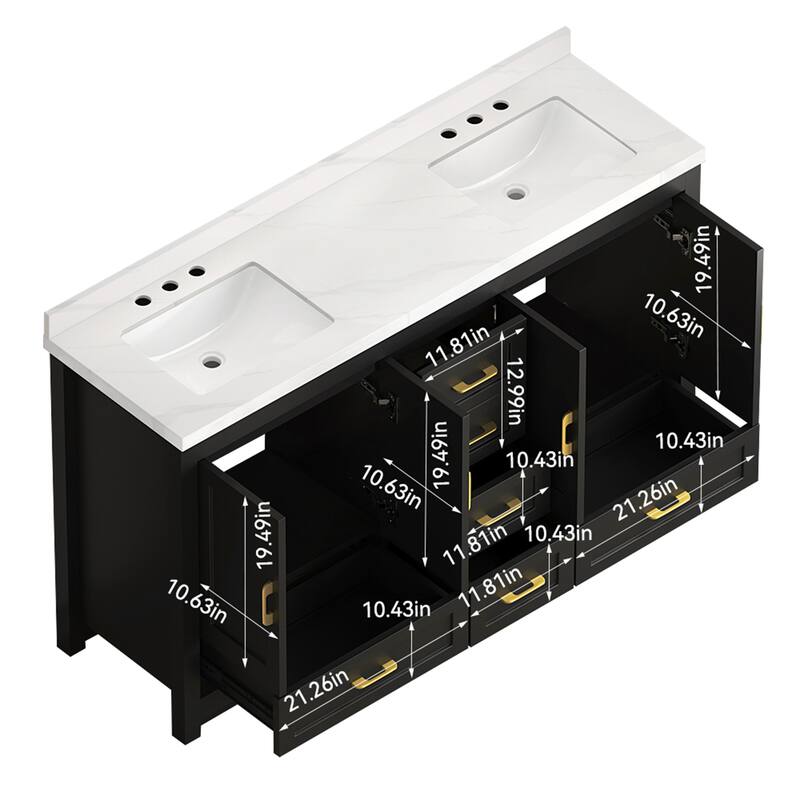 60" Black Bathroom Vanity