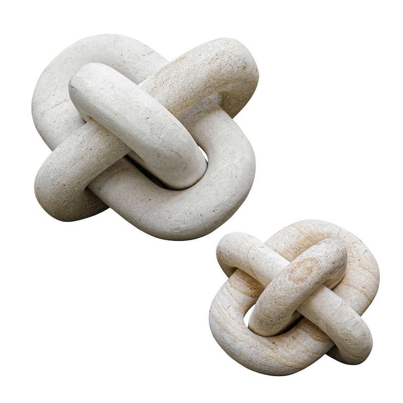 Intertwined Limestone Sculpture - 7.25" - Set of 2