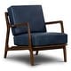 preview thumbnail 35 of 101, Poly & Bark Verity Leather Lounge Chair - Full Grain Genuine Italian Leather Midnight Blue