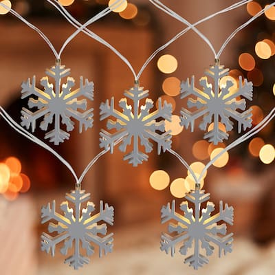 10 B/O White Snowflake LED Clelight Clear Lights 4ft Clear Wire