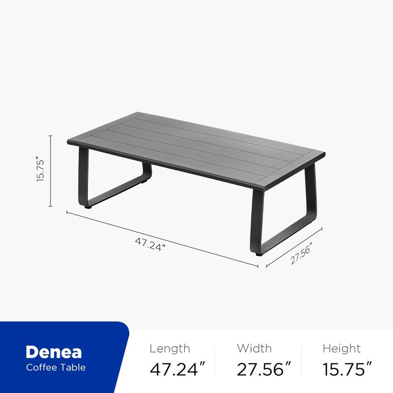 HIGOLD Denea Aluminum Patio Conversation Set, Outdoor Furniture Sofa with Coffee Table