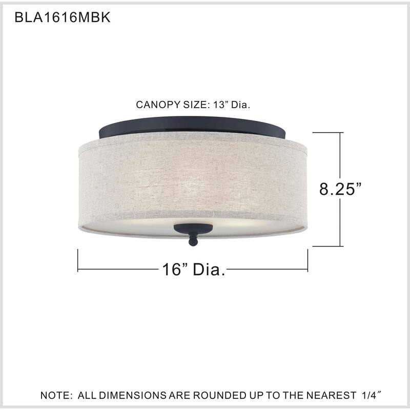 Quoizel Blanche Matte Black 3-light Flush Mount