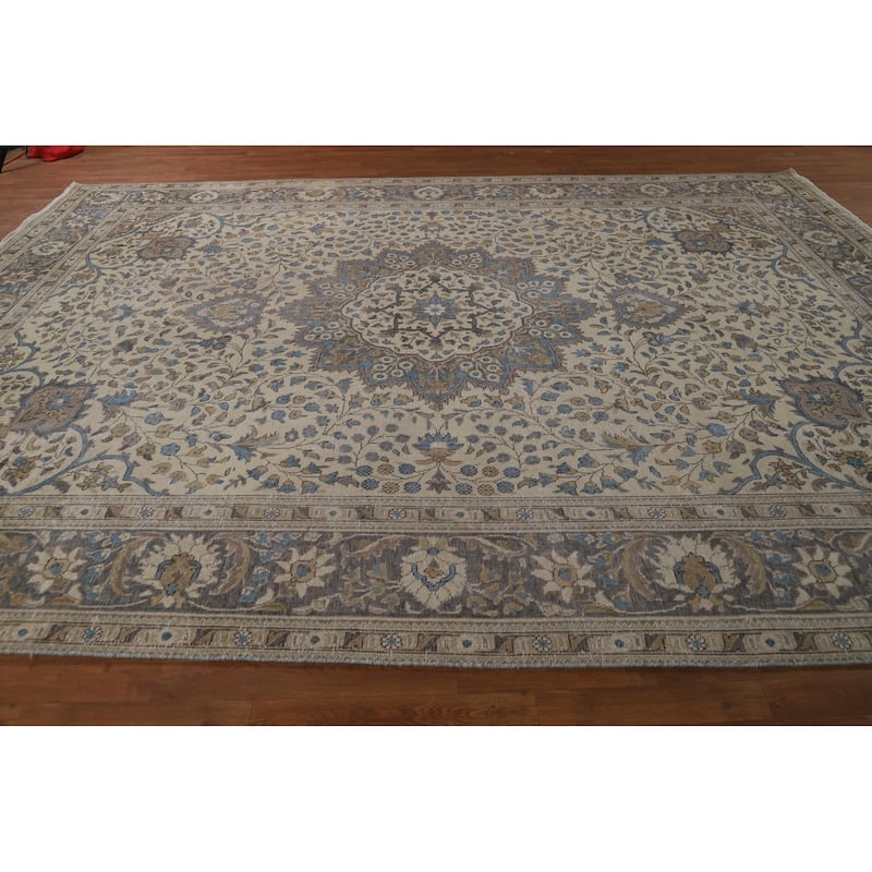 Medallion Tabriz Persian Area Rug Handmade Floral Wool Carpet - 9'5"x 12'10"
