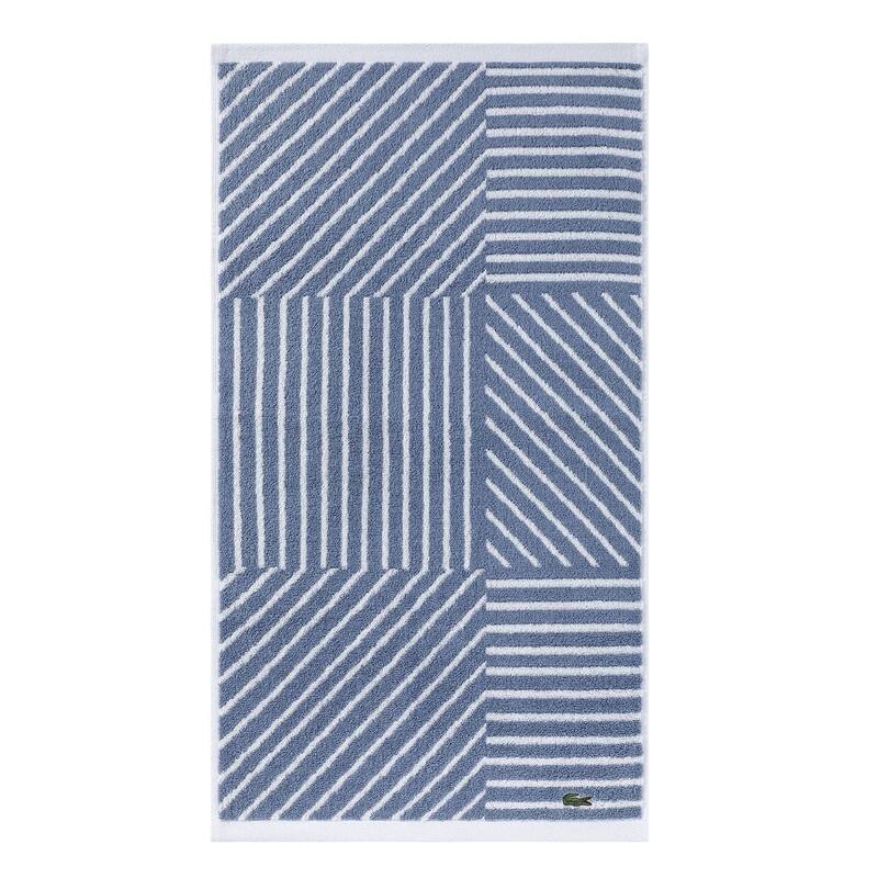 Lacoste Guethary Stripe Cotton Bath Towel, Hand Towel, and Wash Cloth - Light Denim Blue - Hand Towel