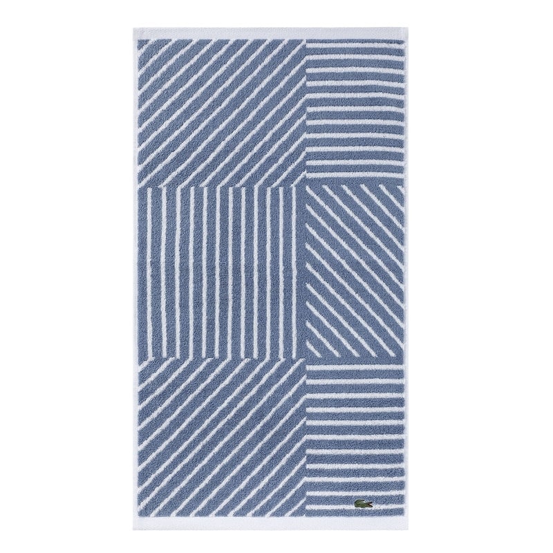 Lacoste Guethary Stripe Cotton Hand Towel - Light Denim