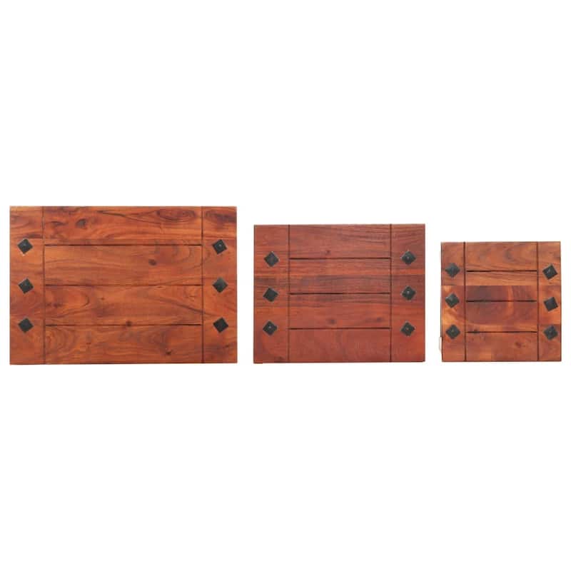 vidaXL Nesting Tables 3 pcs Solid Acacia Wood - 19.3 x 13.4 x 17.7"