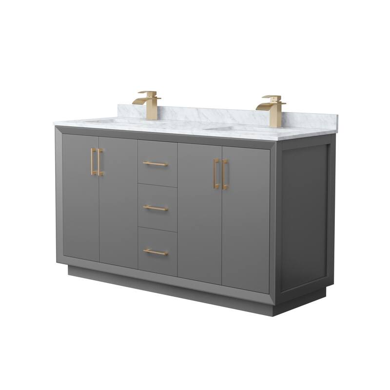 Wyndham Collection WCF414160D-NAT-UNSMXX Strada 60" Free Standing - Dark Gray / Satin Bronze Hardware