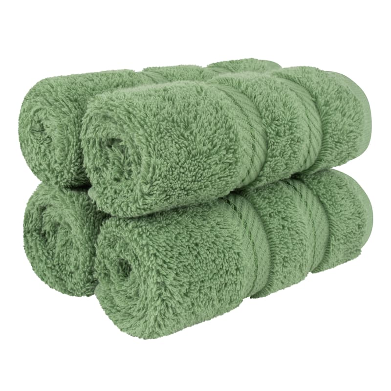 American Soft Linen Premium 100% Cotton 4-Piece Washcloth Set - Sage Green