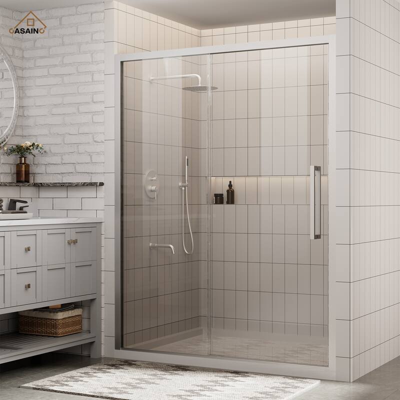 CASAINC 60 in. W x 76 in. H Sliding Framed Shower Door with SGCC Certification