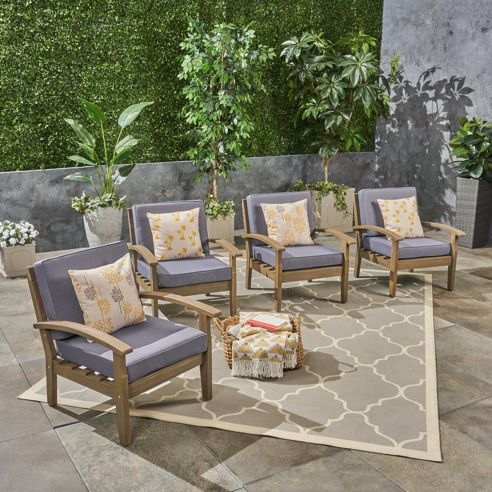 Peyton Outdoor Wooden Club Chair (Set of 4) by Christopher Knight Home