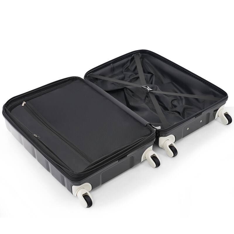 Luggage Set of 3, ABS+PC Hard Shell Carry-on Suitcases with Cup Holder and USB Port & Spinner Wheels, for Men Women Travel