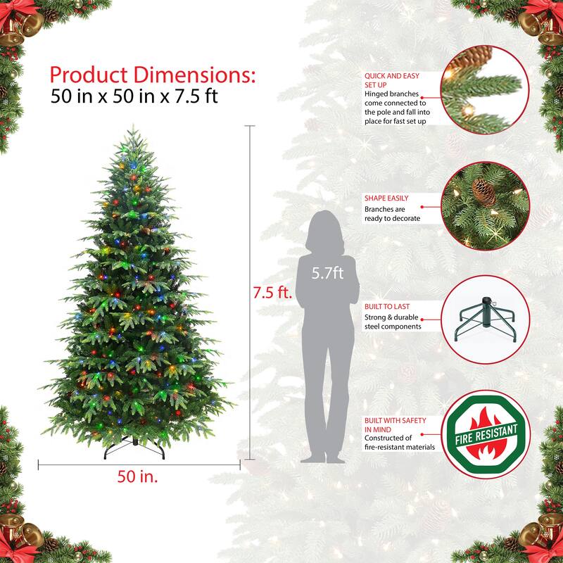 Puleo International Pre-Lit 7.5' Rutland Spruce Artificial Christmas Tree