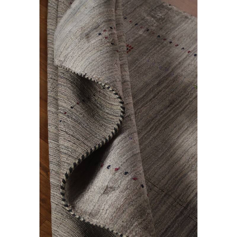 Hand Knotted Oriental 100% Wool Carpet Tribal Animal Pictorial Greys & Charcoal Gabbeh Area Rug - 5' 9'' X 4' 1''