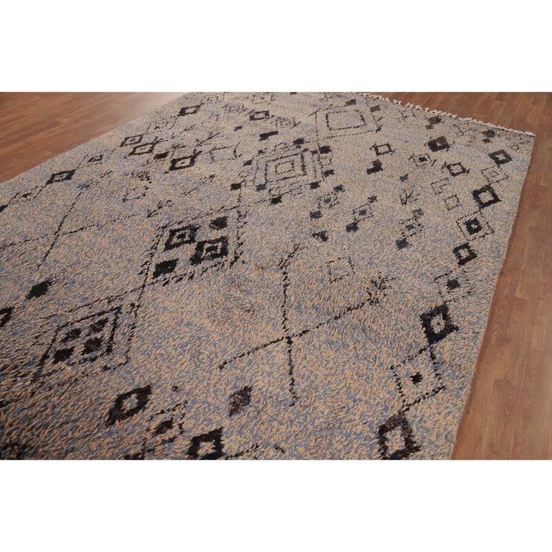 Geometric Moroccan Oriental Area Rug Handmade Wool Carpet - 7'2" x 10'6"