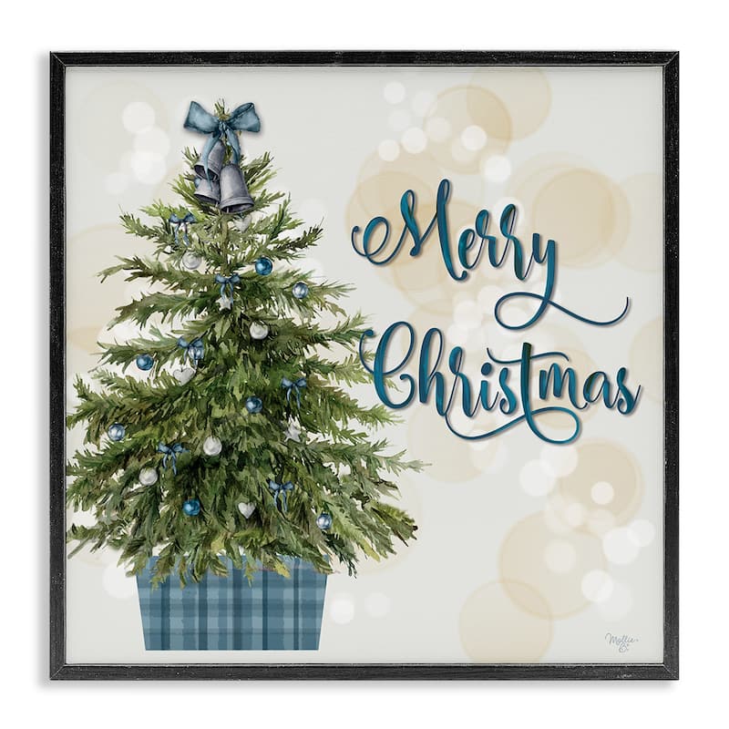 Stupell Christmas Tree in Plaid Stand Framed Giclee Art Design By Mollie B. - 24 x 24 - Black