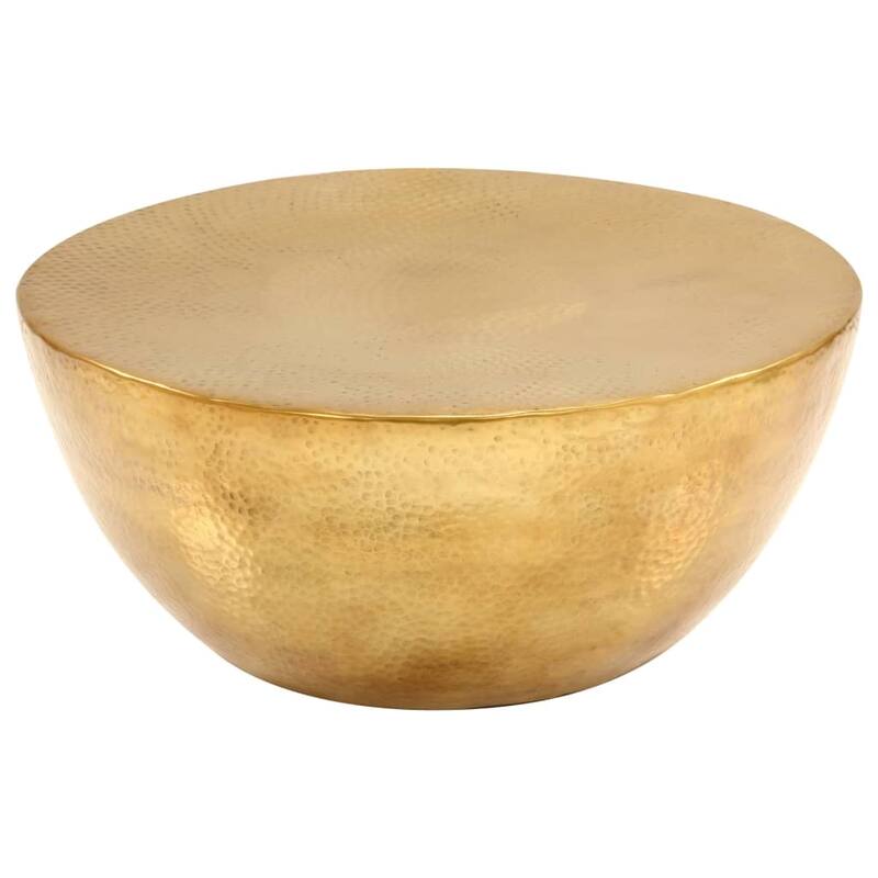 vidaXL Coffee Table Brass Hammered Aluminum Medium Decorative Inlays - 11.8 x 27.6 x 27.6