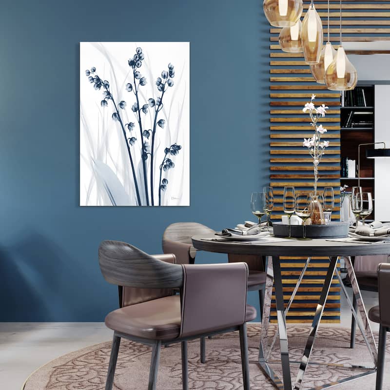 "Radiant Blues 1" Frameless Free Floating Tempered Glass Panel Graphic Wall Art