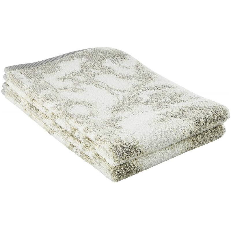 Violet Linen Marble Pattern, 100% Cotton Highly Absorbent Jacquard Fashion Towel, 20" by 30", Grey, Hand Towels, Set of 2