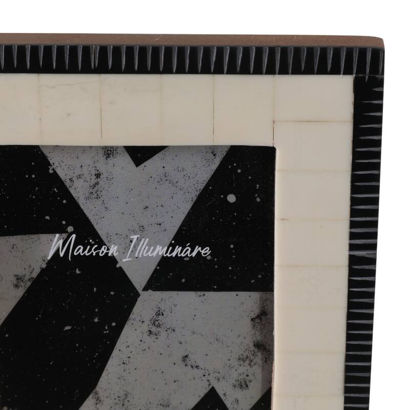 Resin Bone Wood Photo Frame Modern Inlay Style Home Office - 8" Ivory