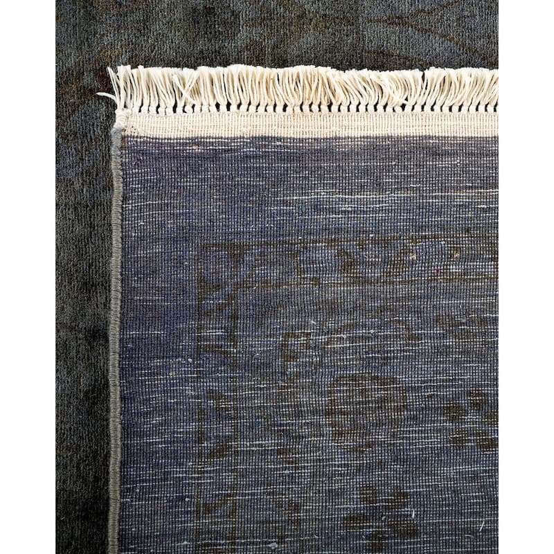 Overton Hand Knotted Wool Vintage Inspired Modern Contemporary Overdyed Gray Area Rug - 8' 3" x 13' 10"