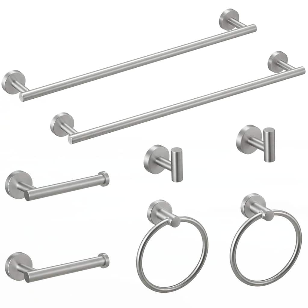 8-Pieces Brushed Nickel Bathroom Accessories Set,Towel Bar Set