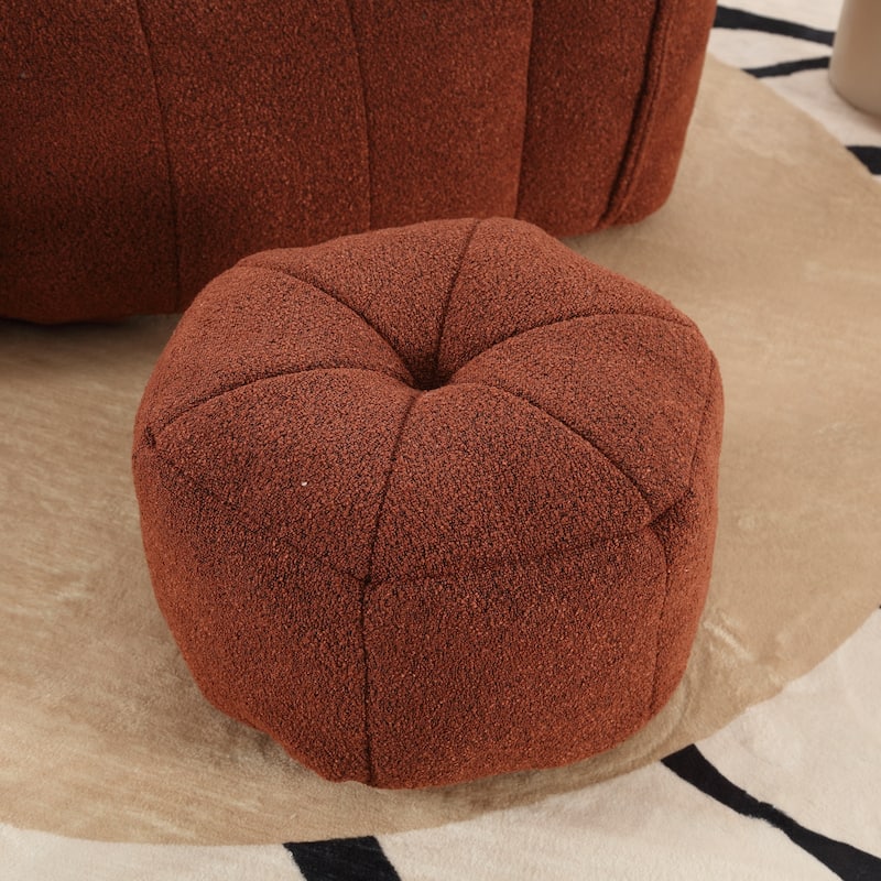Chenille Upholstered Square Lazy Sofa Chair with Ottoman