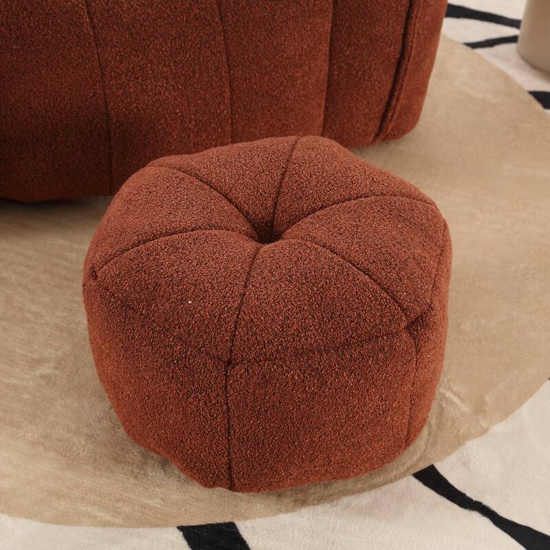 Modern Chenille Bean Bag Chair with Ottoman, Set of 1