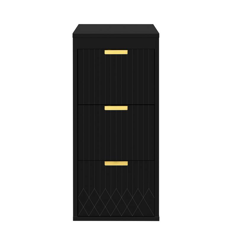 24‘’ Modern Wall Mounted Floating Bathroom Vanity with Ceramic Sink - Black - Side Cabinet