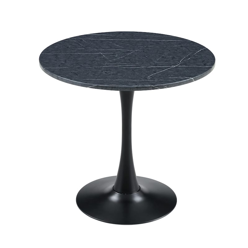Round Dining Table, 31.5" Circle Tulip Table with Thickened Tabletop & Metal Pedestal, Mid Century Modern Bistro Table