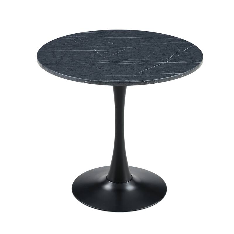 Round Thickened Table Top Coffee Table, Metal Pedestal Side Table Modern Bistro Table