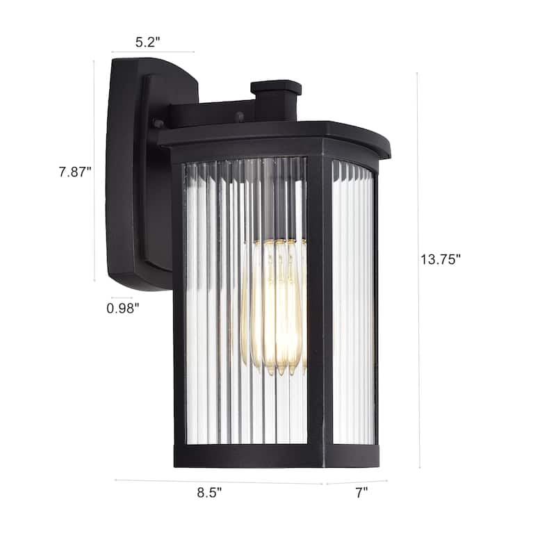 1-light Textured Black Outdoor Wall Lantern