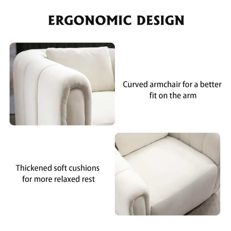 Ebello Oversize Velvet Swivel 360° Rotation Barrel Comfy Round Armchair With Plump Pillow Suitable For Living Room Bedroom