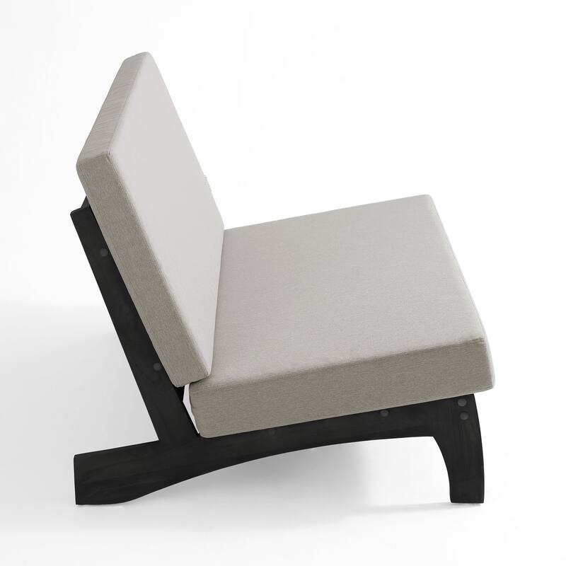 2-Piece Outdoor Teak Wood Loveseat Patio Set with Side Table