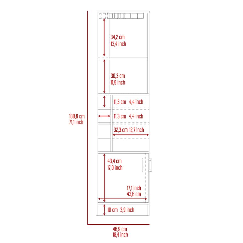 Syrah Corner Bar Cabinet, Two External Shelves