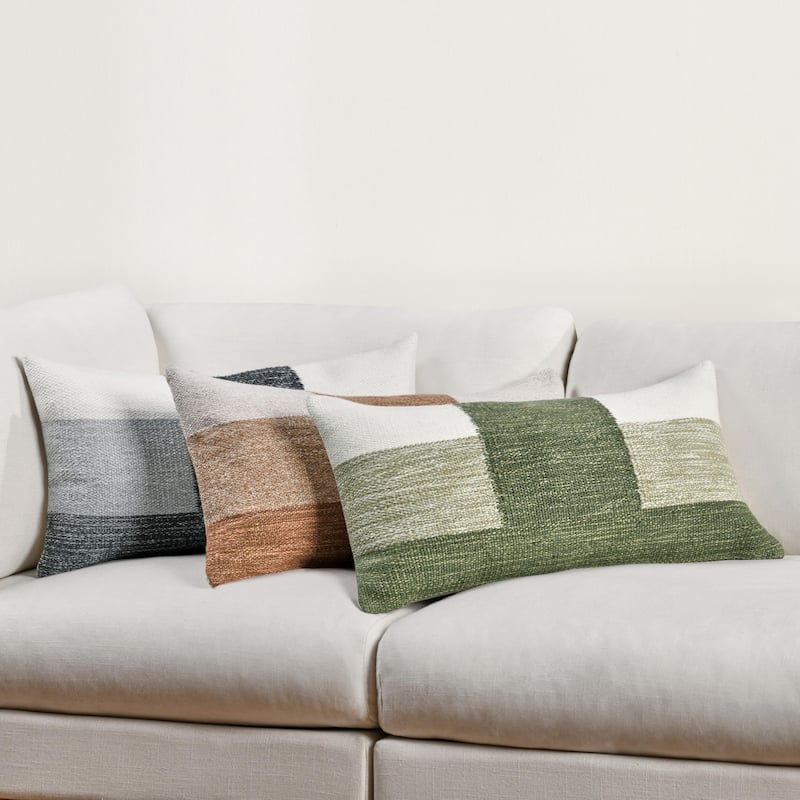 Villa by Classic Home Kass Woven Fabric Color Block Throw Pillow