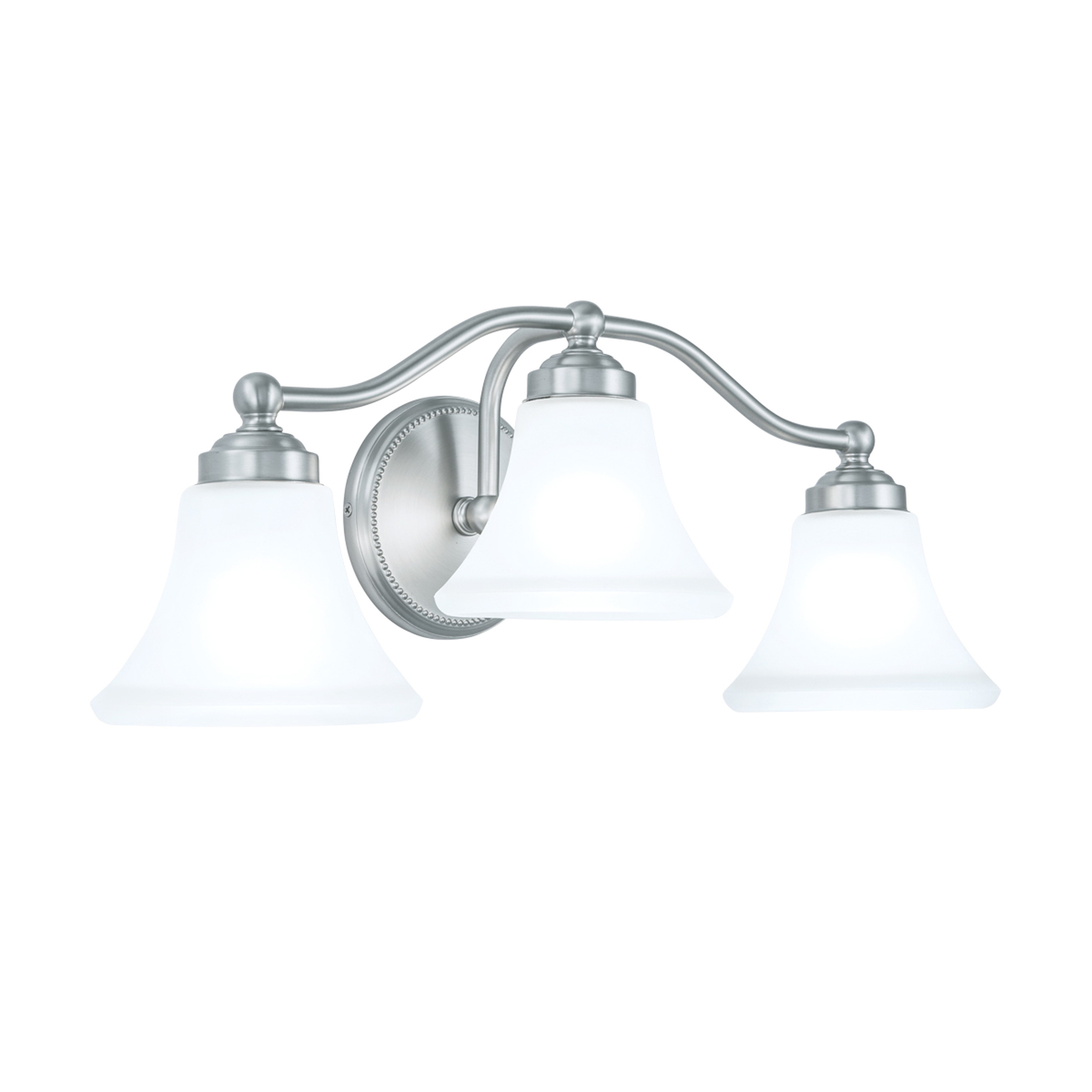Atlas Lighting Soleil Classic White Bell Glass Bathroom Vanity Light - 3-Light