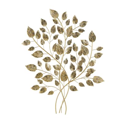 Metal Leaf Large Metallic Wall Decor - Gold - Roche River Decor
